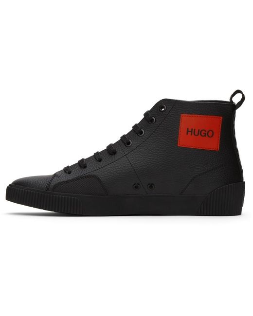 HUGO Black Leather Zero Sneakers for men
