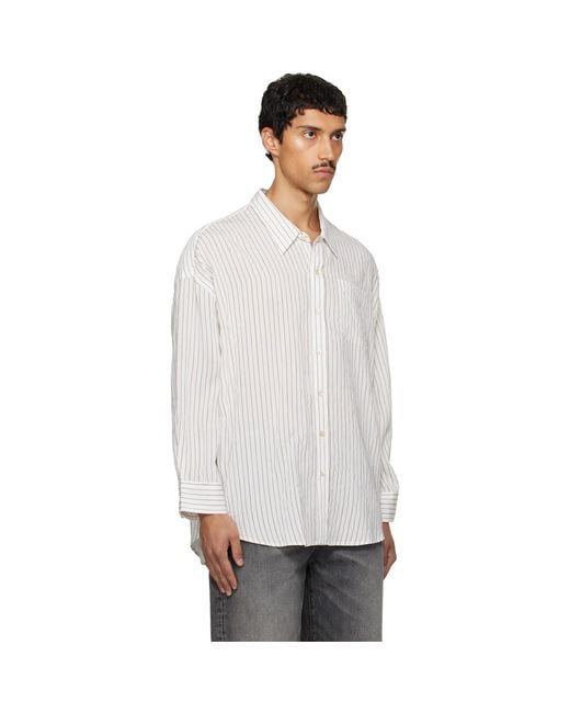 R13 White Drop Neck Shirt for men