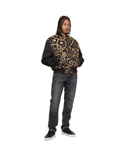 Balmain Chaînes Pattern & Monogram Reversible Bomber Jacket in Black ...