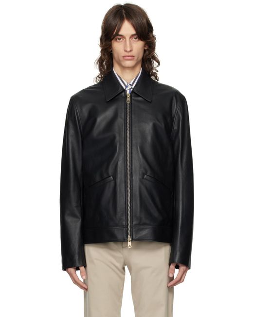 Paul Smith Black Slim-Fit Leather Jacket for men