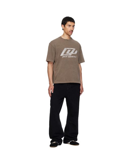 Off-White c/o Virgil Abloh Brown 'Ow' Racing Skate T-Shirt for men