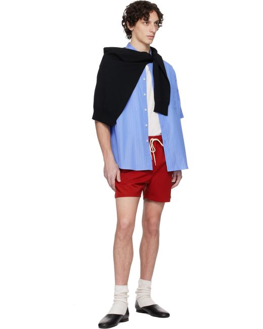 Chemise Bleue En Popeline Fine De Coton Suvin À Rayures Auralee pour homme en coloris Blue
