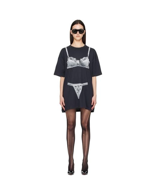 VAQUERA Black Trompe L'Oeil Tall Tee Minidress