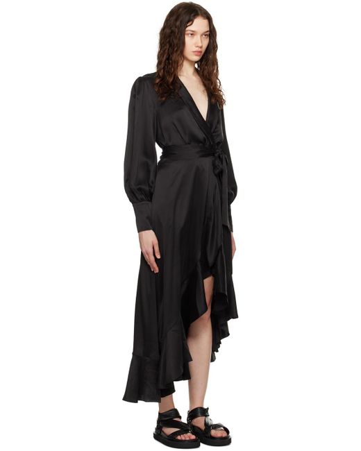 Zimmermann Black Wrap Midi Dress