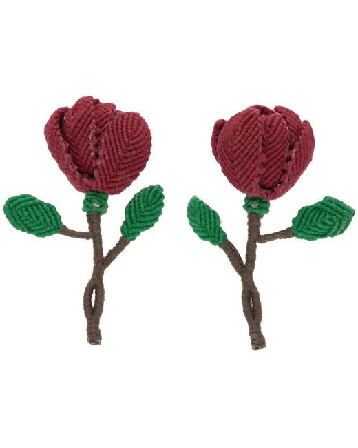 Chopova Lowena Red Ssense Exclusive Color Rose Earrings