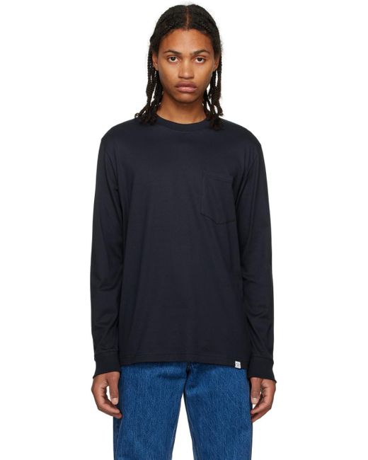 Norse Projects Black Navy Johannes Long Sleeve T-shirt for men