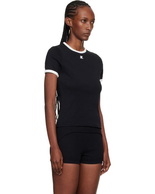 T-Shirt Noir À Bordures Contrastées Courreges en coloris Black