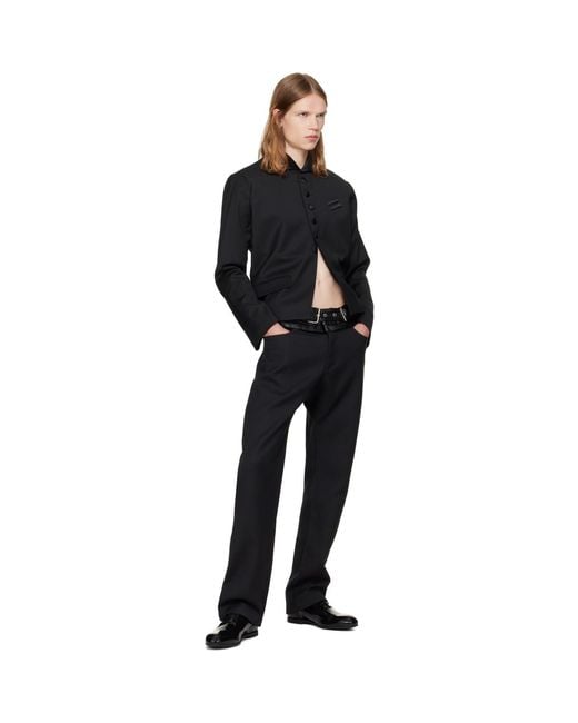 AV VATTEV Black Wing Tip Collar Blazer for men