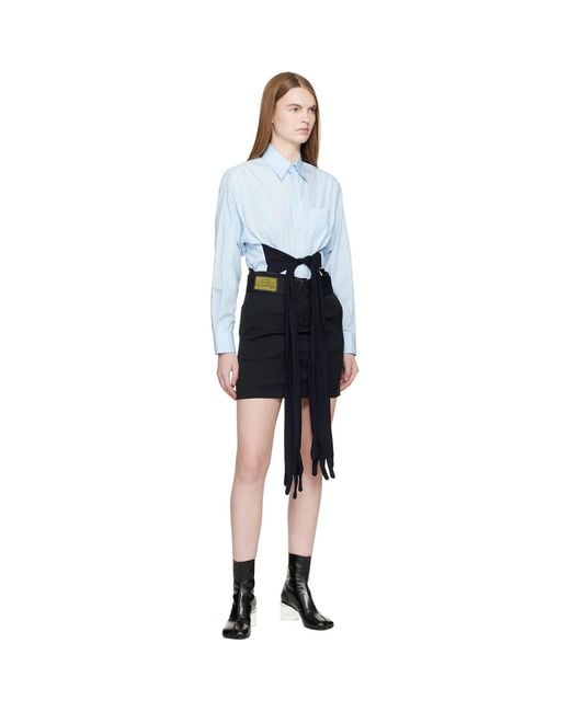 MM6 by Maison Margiela ブラック ウール ミニスカート ブラック | Lyst