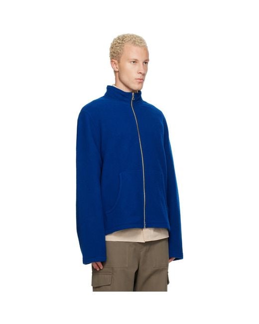 Rier Blue Full Zip Fleece Sweater for men