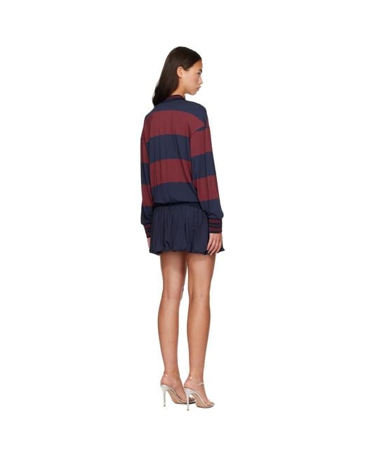 Off-White c/o Virgil Abloh Blue Striped Interlock Polo Minidress
