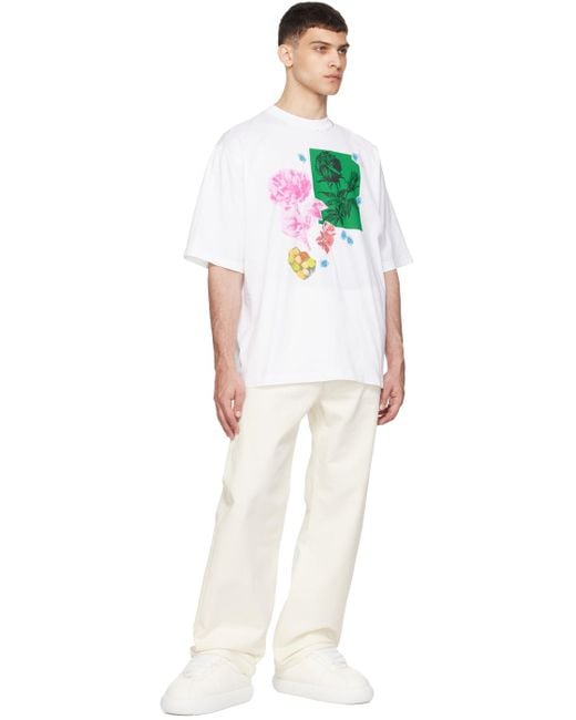 メンズ Marni ホワイト フラワープリント Tシャツ Multicolor