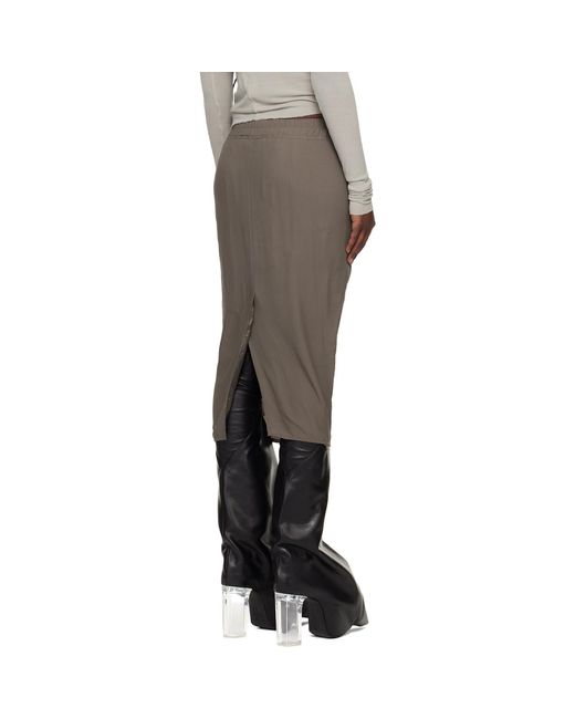 Rick Owens Black Temple Zipped Short Pillar Midi Skirt