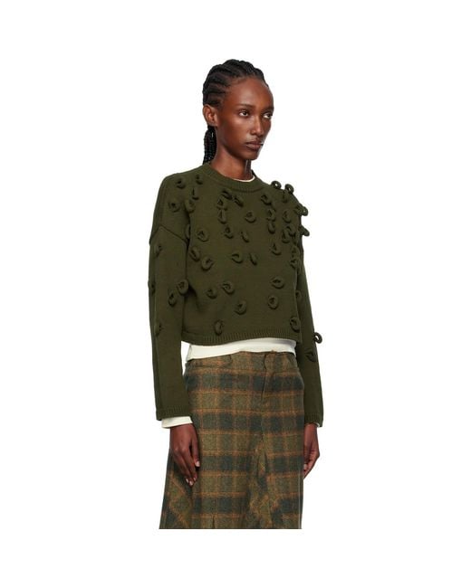J.W. Anderson Green Khaki Cropped Loop Sweater