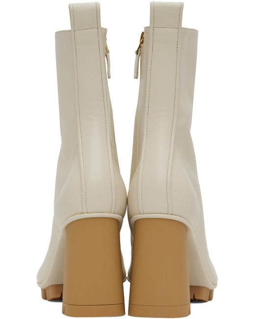 Bottega Veneta White Off- Shore Ankle Boots
