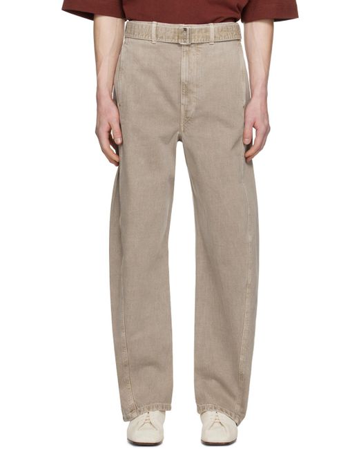 Lemaire Natural Taupe Twisted Belted Jeans for men