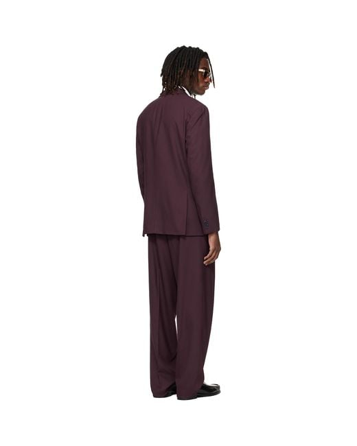 HUGO Black Burgundy Two-Piece Modern-Fit Stretch Twill Suit for men