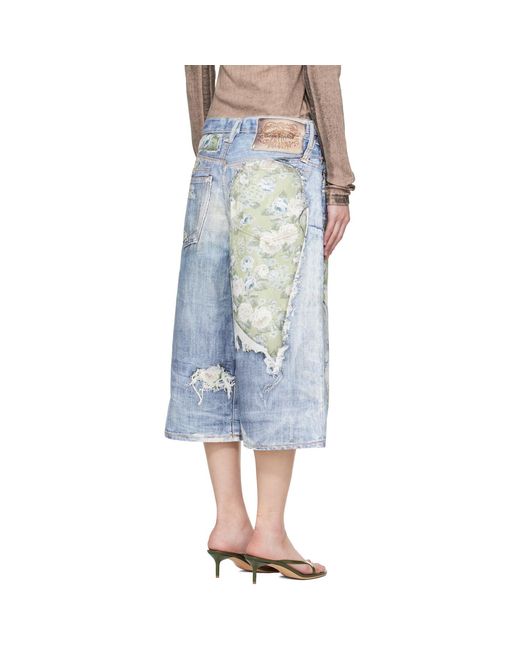 Acne Multicolor Trompe-L'Oeil Denim Shorts