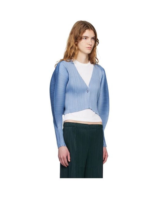 Pleats Please Issey Miyake Blue Monthly Colors December Cardigan