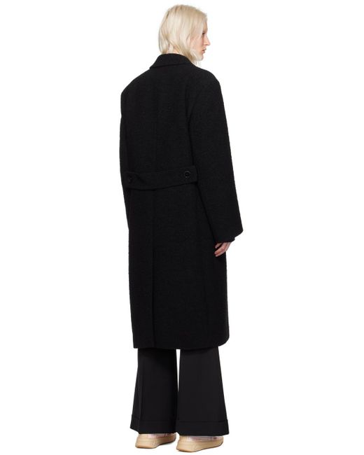Manteau noir à double boutonnage Acne en coloris Black