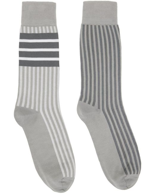 Thom e chaussettes grises en tricot à panneaux Thom Browne pour homme en coloris Gray