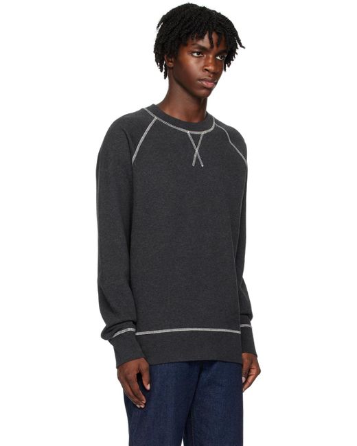 Sunspel Black Gray Contrast Stitching Sweatshirt for men
