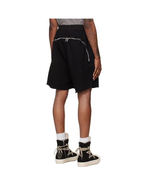 Rick Owens Black Tower Long Boxers Butt Zip Shorts for men