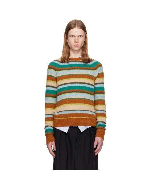 Dries Van Noten Multicolor Striped Alpaca Knit Sweater for men
