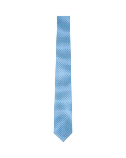 Ferragamo Blue Link Print Silk Tie for men
