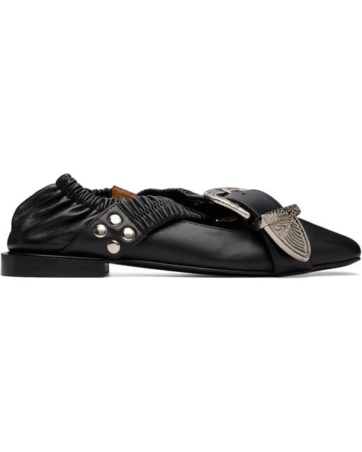 Toga Black Cross Strap Ballerina Flats