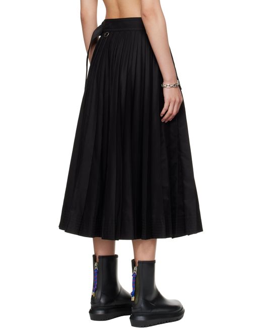Sacai ブラック Cotton Gabardine ミディアムスカート Black