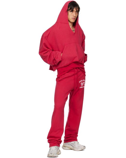 メンズ GREG ROSS Ssense限定 レッド Vネック フーディ Red