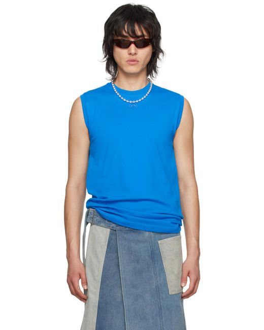 MARINE SERRE Blue Sleeveless T-shirt for men