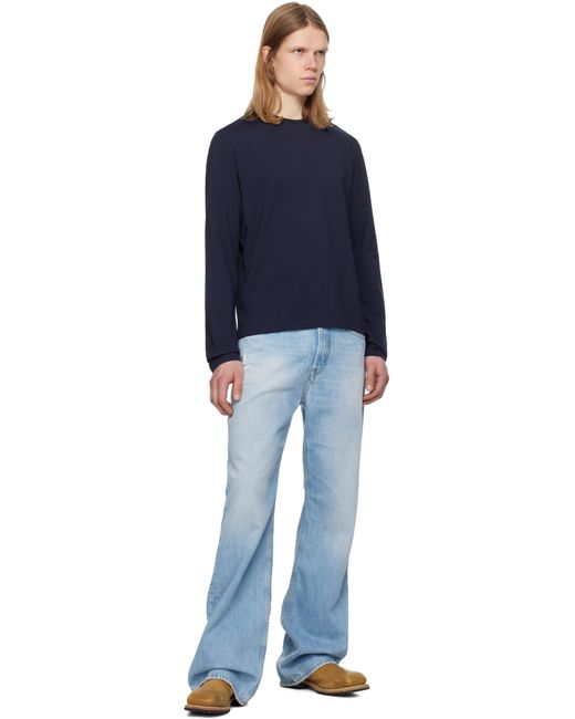 メンズ Acne ネイビー レギュラーフィット 長袖Tシャツ Blue