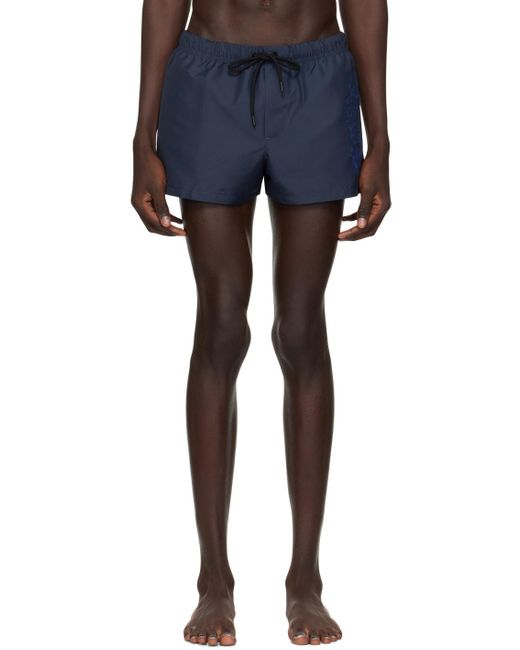 Versace Blue Navy Cartouche Swim Shorts for men