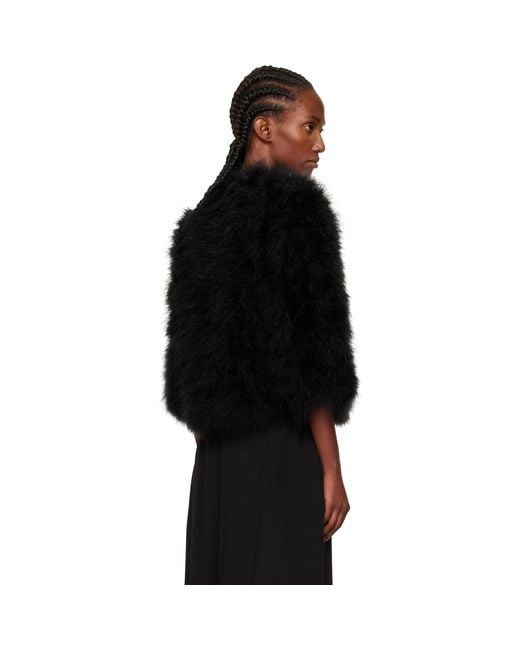 Yves Salomon Black Short Feather Jacket