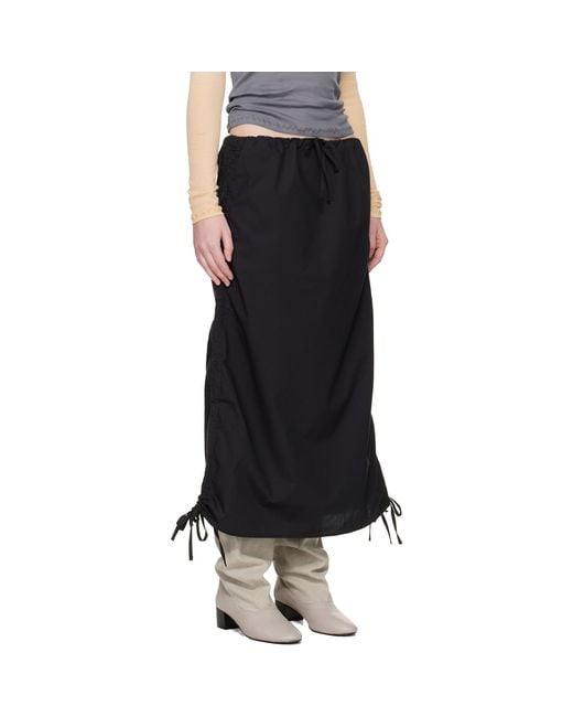 Baserange Black Pictorial Strap Midi Skirt