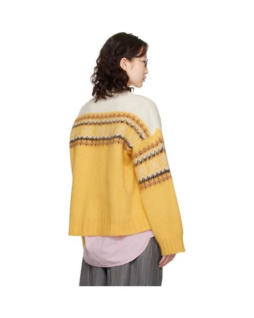 Ganni Yellow Jacquard Sweater