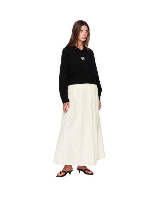 Loulou de Saison Black Anzor Lds Cashmere V Neck Sweater