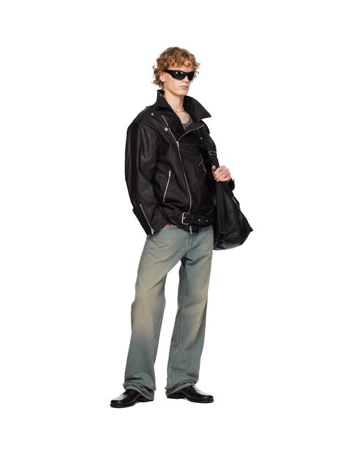 SECONDA Black Fonda Leather Jacket for men