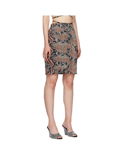 Atlein Black Snake Print Miniskirt