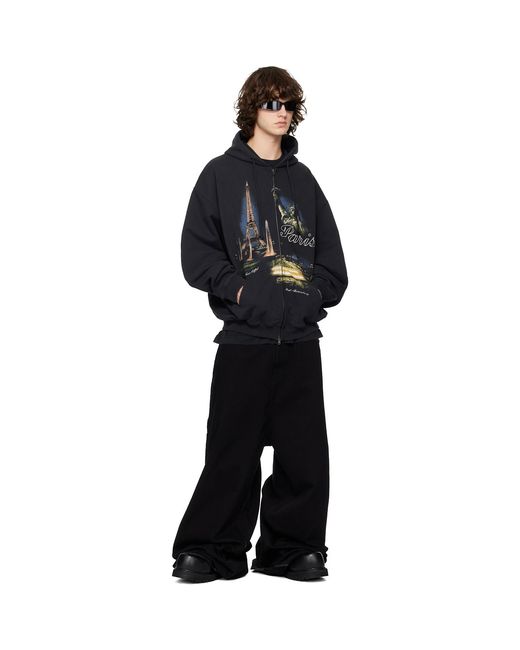 Vetements Blue 'Paris' Tourist Zip-Up Hoodie for men