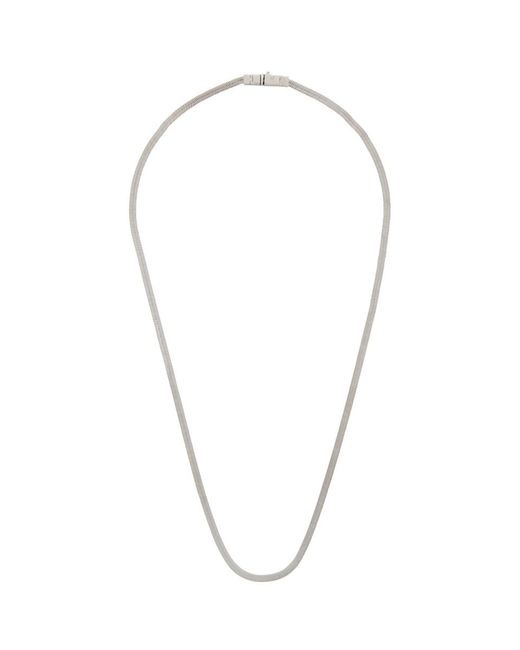 Tom Wood Metallic Silver Herringbone Chain Necklace for men