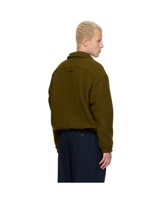 Rier Green Khaki Polar Fleece Sweater for men