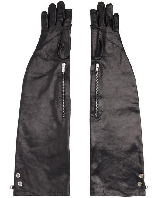 Rick Owens Black Zip Pocket Long Gloves for men