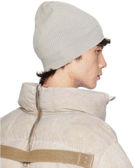 Rick Owens Red Off-white Ribbed Beanie for men