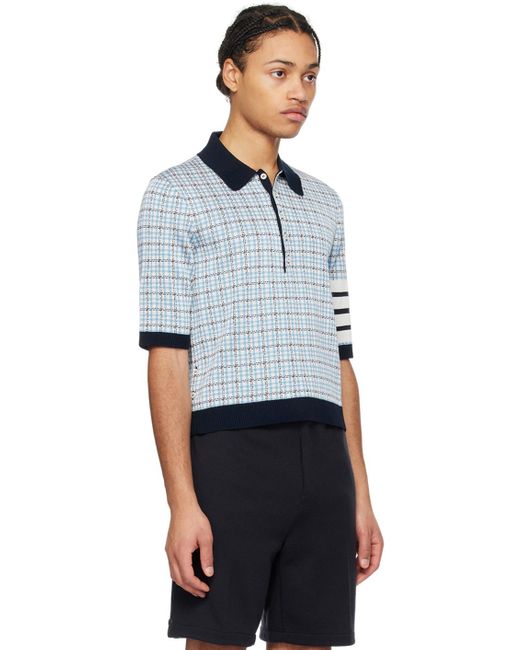 Thom Browne Blue 4-bar Polo for men