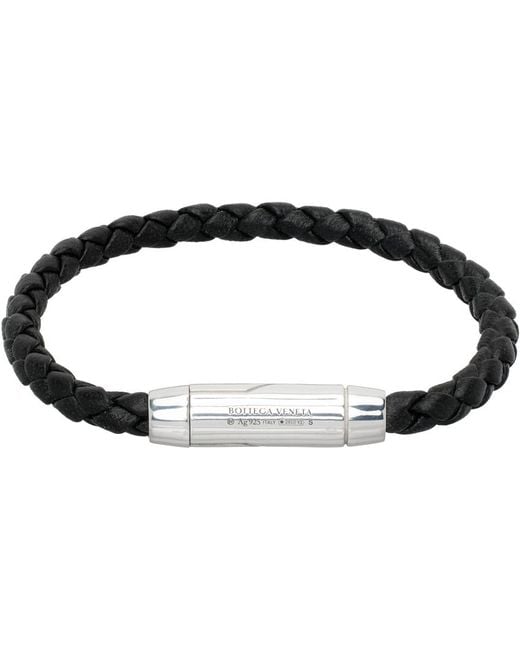 Bottega Veneta Black Braid Leather Bracelet for men
