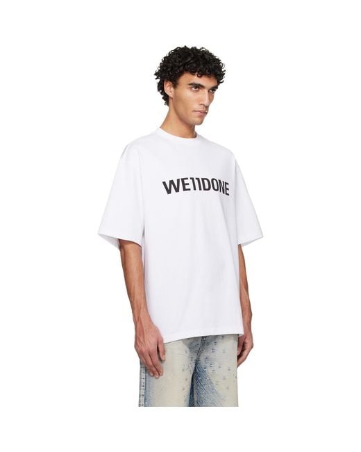 we11done White Large Basic Logo T-Shirt for men