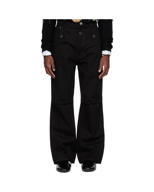 ANDERSSON BELL Black Double Waistband Wide-Leg Trousers for men